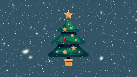 Christmas tree. Falling snowflakes. Falling snowflakes effect. Looped snow. Stock Footage 271616265