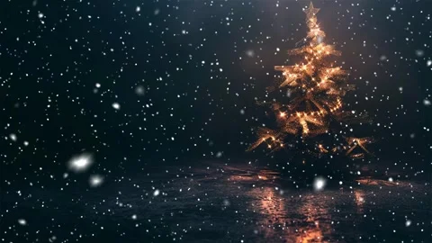 Christmas tree. Falling snowflakes. Falling snowflakes effect. Looped snow. Stock Footage 271616266
