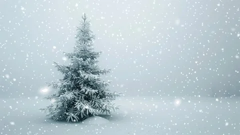 Christmas tree. Falling snowflakes. Falling snowflakes effect. Looped snow. Stock Footage 271616289