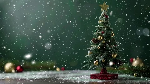 Christmas tree. Falling snowflakes. Falling snowflakes effect. Looped snow. Stock Footage 271616299