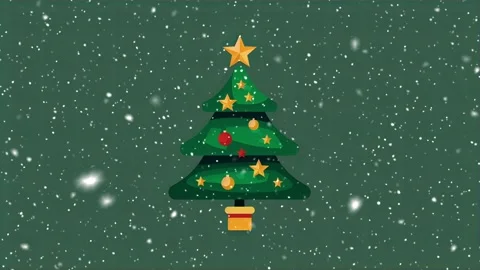 Christmas tree. Falling snowflakes. Falling snowflakes effect. Looped snow. Stock Footage 271616301