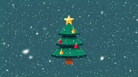 Christmas tree. Falling snowflakes. Falling snowflakes effect. Looped snow. Stock Footage 271616331