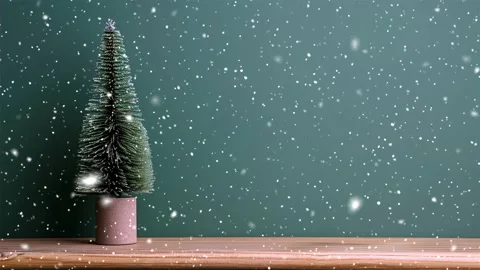 Christmas tree. Falling snowflakes. Falling snowflakes effect. Snow. Stock Footage 272984653