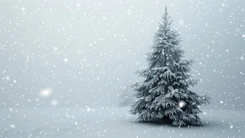 Christmas tree. Falling snowflakes. Falling snowflakes effect. Snow. Stock Footage 272984772