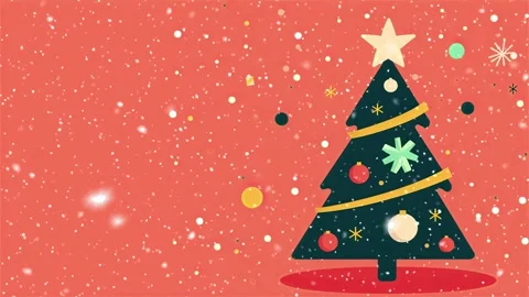 Christmas tree. Falling snowflakes. Falling snowflakes effect. Snow. Stock Footage 272984775