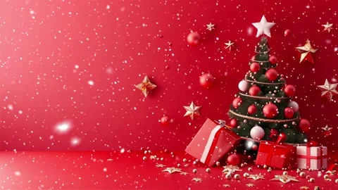 Christmas tree. Falling snowflakes. Falling snowflakes effect. Snow. Stock Footage 272985064
