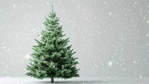 Christmas tree. Falling snowflakes. Falling snowflakes effect. Snow. Stock Footage 272985155