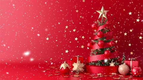Christmas tree. Falling snowflakes. Falling snowflakes effect. Snow. Stock Footage 272985873