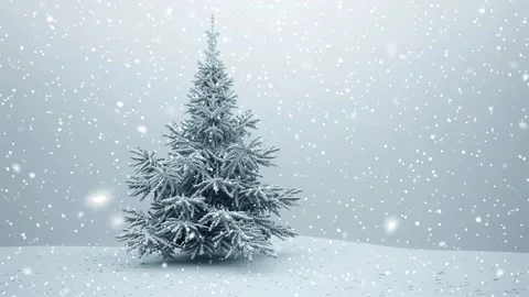Christmas tree. Falling snowflakes. Falling snowflakes effect. Snow. Stock Footage 272986226