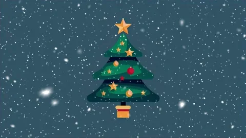 Christmas tree. Falling snowflakes. Falling snowflakes effect. Snow. Stock Footage 272986227