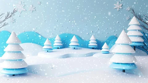 Christmas tree. Falling snowflakes. Falling snowflakes effect. Snow. Stock Footage 272986230