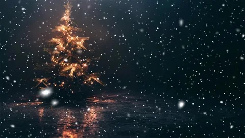 Christmas tree. Falling snowflakes. Falling snowflakes effect. Snow. Stock Footage 272986264