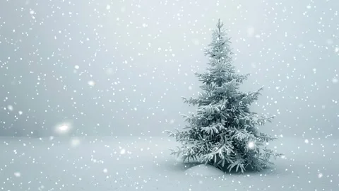 Christmas tree. Falling snowflakes. Falling snowflakes effect. Snow. Stock Footage 272986360
