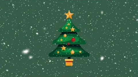 Christmas tree. Falling snowflakes. Falling snowflakes effect. Snow. Stock Footage 272986368
