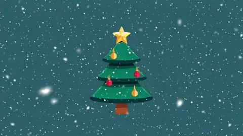 Christmas tree. Falling snowflakes. Falling snowflakes effect. Snow. Stock Footage 272986398