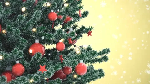 Christmas tree with falling snowflakes Stock Footage 68038743