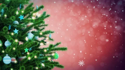 Christmas tree with falling snowflakes Stock Footage 97710890
