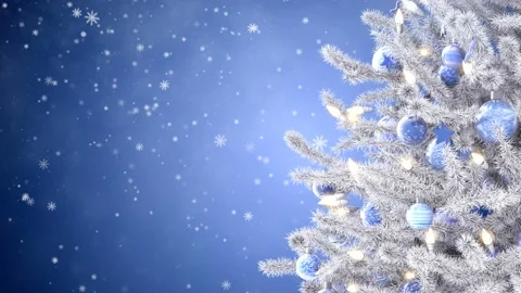 Christmas tree with falling snowflakes Stock Footage 97783874
