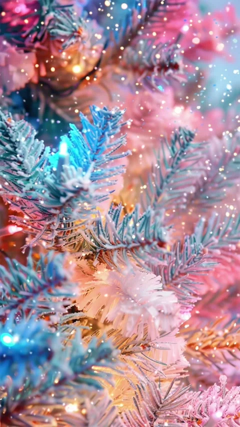 Christmas tree. Falling snowflakes. Looped snow. Stock Footage 267048809