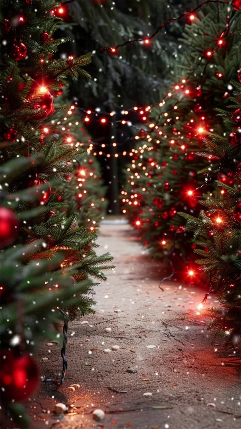 Christmas tree. Falling snowflakes. Looped snow. Video stock 267048810