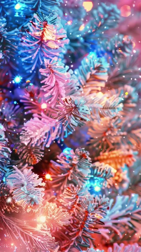 Christmas tree. Falling snowflakes. Looped snow. Stock Footage 267048817