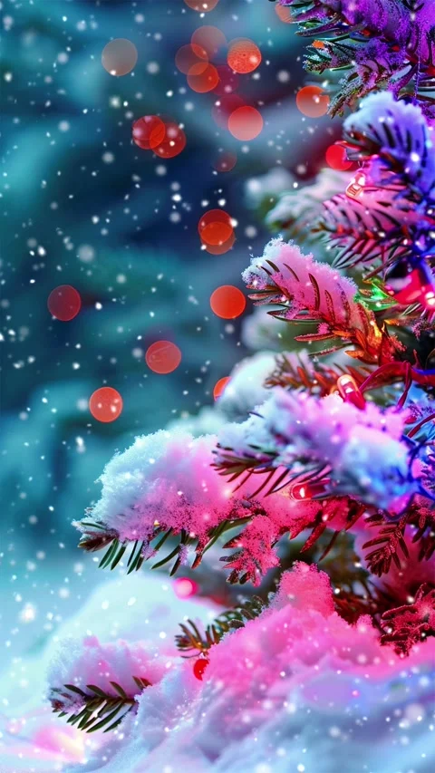 Christmas tree. Falling snowflakes. Looped snow. Stock Footage 267048993