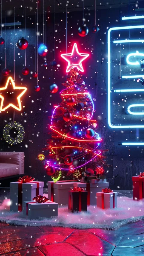 Christmas tree. Falling snowflakes. Looped snow. Vidéo 267049051