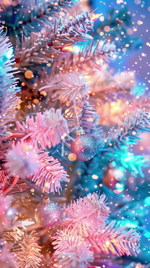 Christmas tree. Falling snowflakes. Looped snow. Stock Footage 267049052