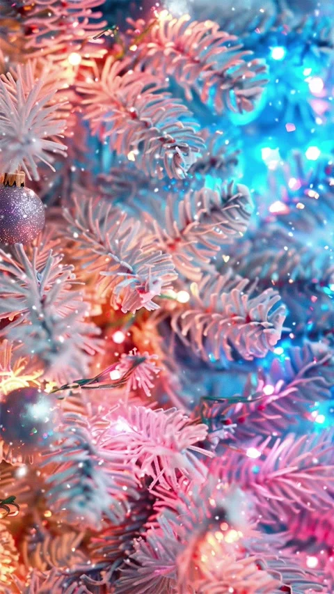 Christmas tree. Falling snowflakes. Looped snow. Stock Footage 267049154