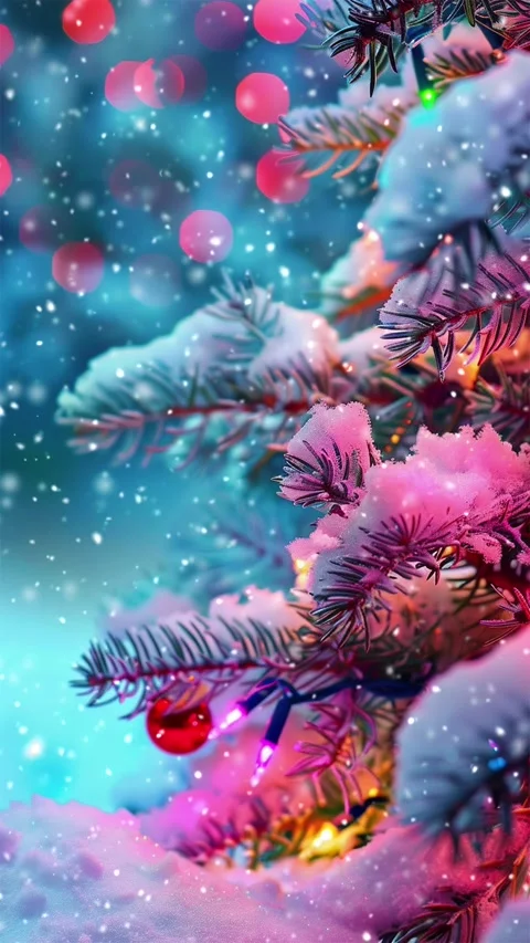 Christmas tree. Falling snowflakes. Looped snow. Stock Footage 267049328