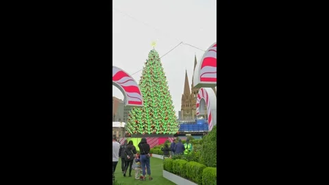 Christmas Tree at Federation Square Melbourne Stock Footage 323681374