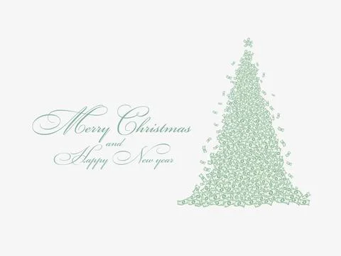 Christmas tree fir-tree made of money paper banknotes, whirlwind, spiral. Merry Stock Illustration