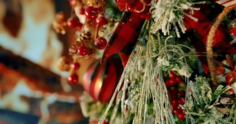 Christmas tree by the fireplace 01 Stock Footage 323387028