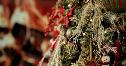 Christmas tree by the fireplace Stock Footage 323318205