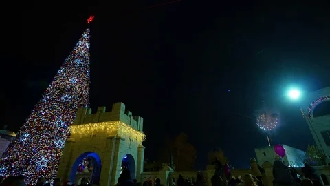 Christmas tree with fireworks Stock-Footage 71077051