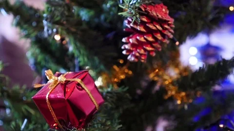 Christmas tree with flashing lights Stock Footage 73927937
