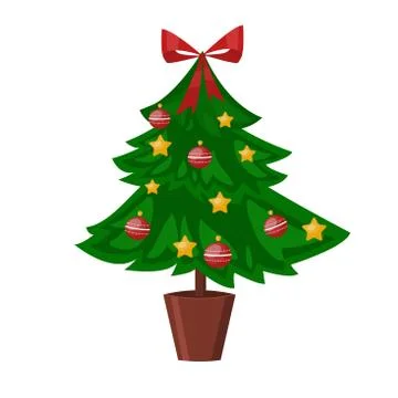 Christmas tree flat 3d isometric pixel art icon Stock Illustration