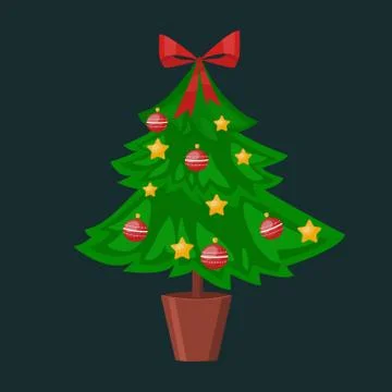 Christmas tree flat 3d isometric pixel art icon Stock Illustration