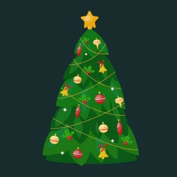 Christmas tree flat 3d isometric pixel art icon Stock Illustration