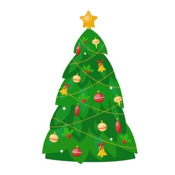 Christmas tree flat 3d isometric pixel art icon Stock Illustration
