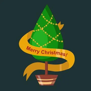 Christmas tree flat 3d isometric pixel art icon Stock Illustration