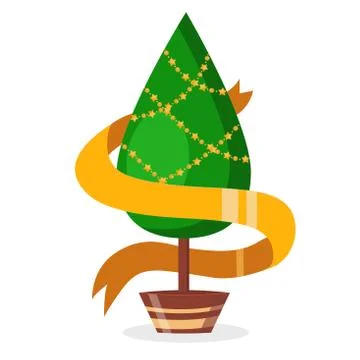 Christmas tree flat 3d isometric pixel art icon Stock Illustration