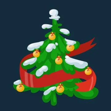 Christmas tree flat 3d isometric pixel art icon Stock Illustration