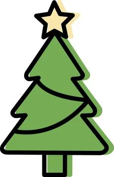 Christmas tree flat design holiday illustration Stock Illustration