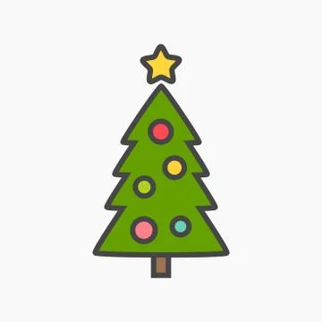 Christmas tree flat design icon. Vector illustration. Stock Illustration
