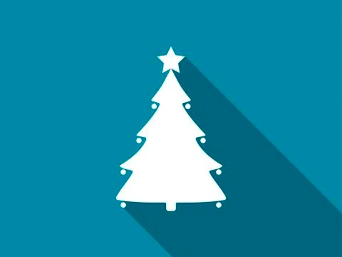 Christmas tree flat icon with long shadow. Vector illustration Stock Illustration