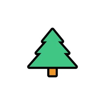 Christmas tree flat icon. New Year decoration. Vector on isolated white backg Stock Illustration