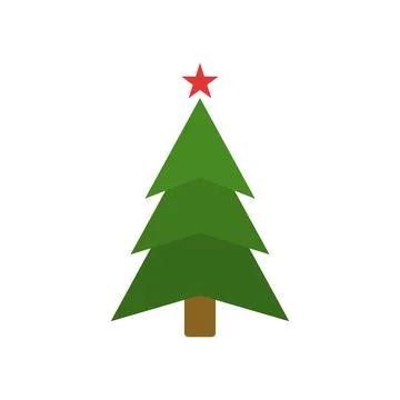 Christmas tree flat icon set. Xmas cartoon craft collection. Vector new year Stock Illustration