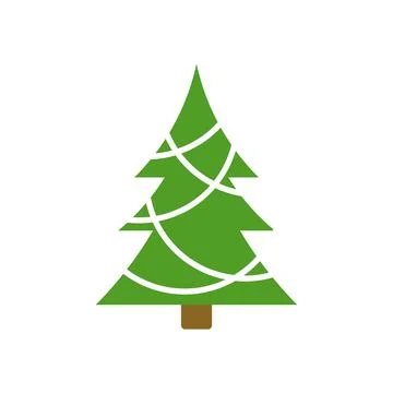 Christmas tree flat icon set. Xmas cartoon craft collection. Vector new year Stock Illustration