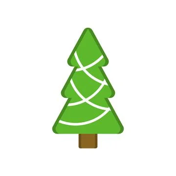 Christmas tree flat icon set. Xmas cartoon craft collection. Vector new year Stock Illustration